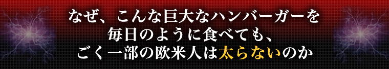なぜ、こんな巨大なハンバーガーを毎日のように食べても、ごく一部の欧米人は太らないのか？