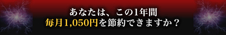 あなたは、この1年間 毎月1,050円を節約できますか？